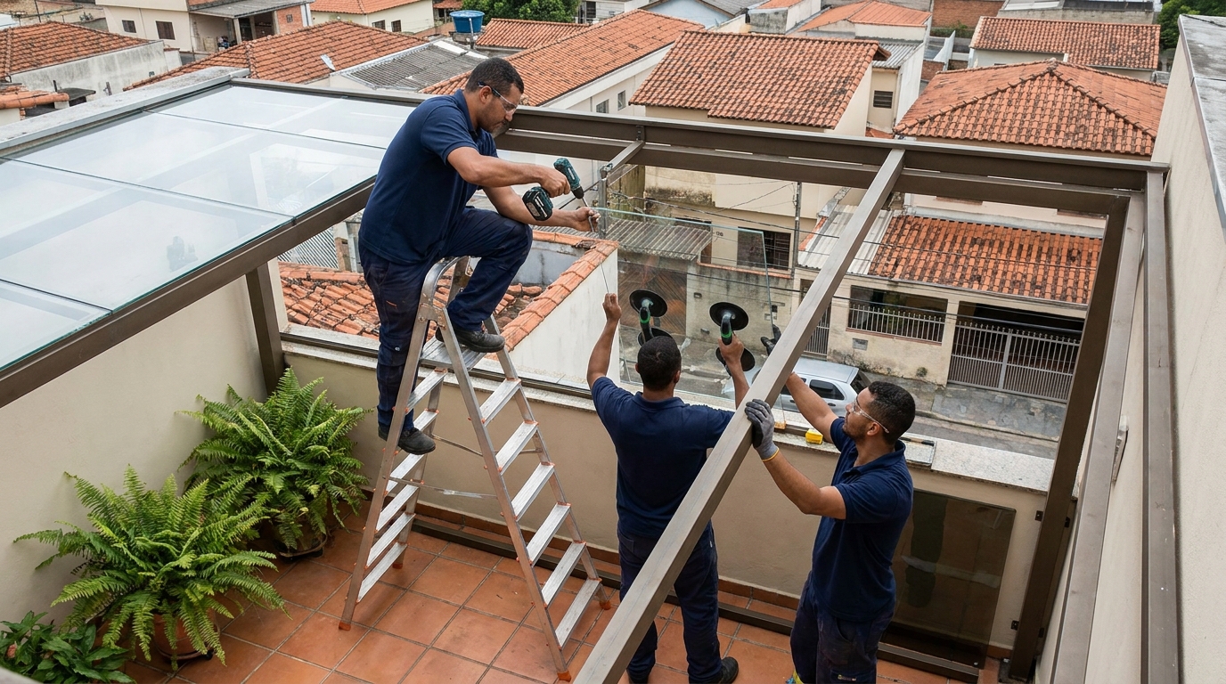 Cobertura de vidro em terraço com telhados em Porto Velho-RO